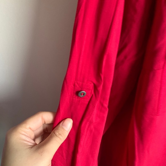 Torrid Red Challis Popover Henley Top Blouse - Picture 3 of 6